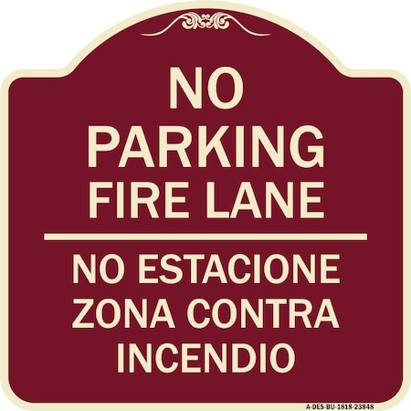 Signmission No Estacione Zona Contra Incendio Heavy-Gauge Aluminum Architectural Sign, 18" H, BU-1818-23848 A-DES-BU-1818-23848